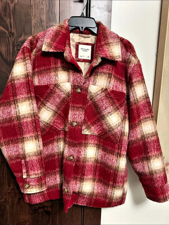 Abercrombie & Fitch Jackets & Blazers - Abercrombie & Fitch Plaid Jacket in Red & Cream Size Medium